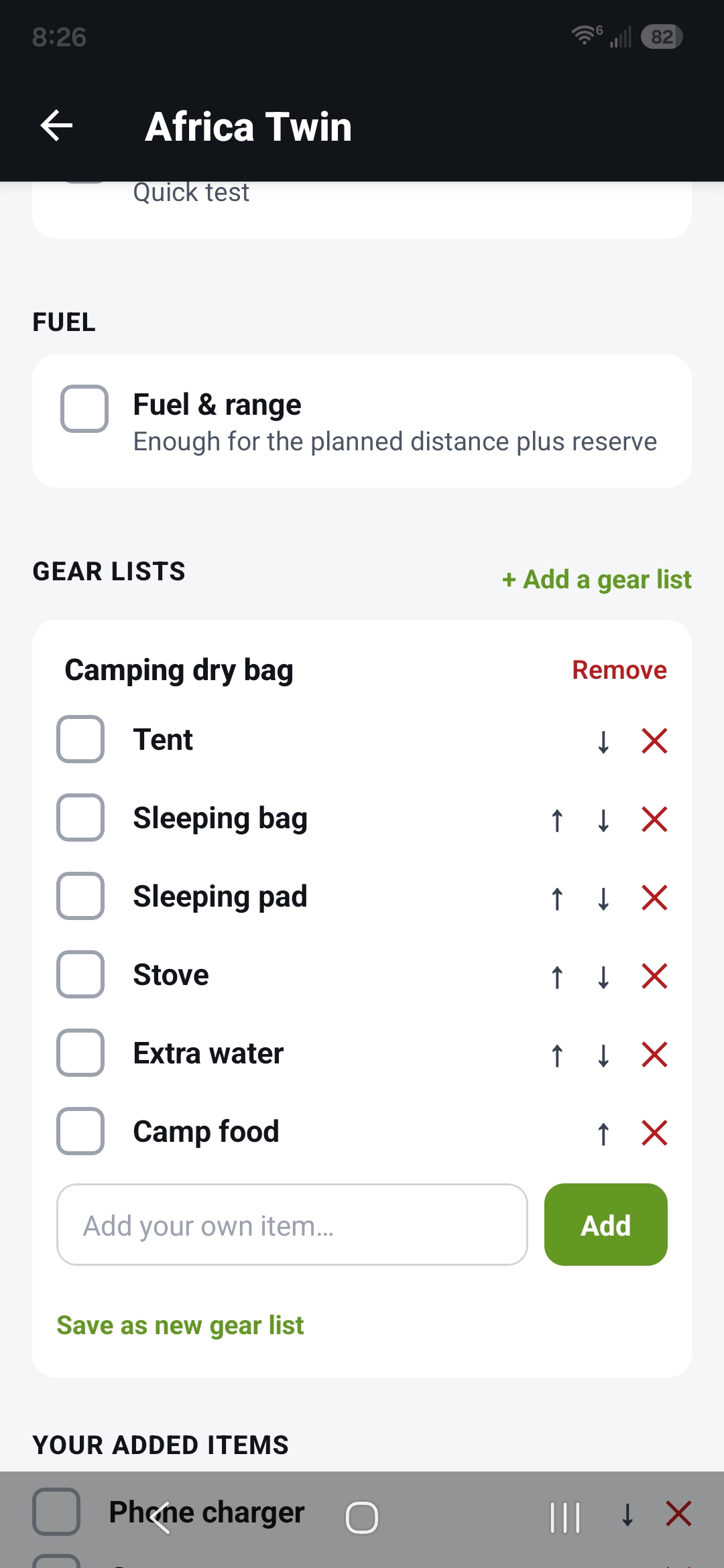 Customize the list
